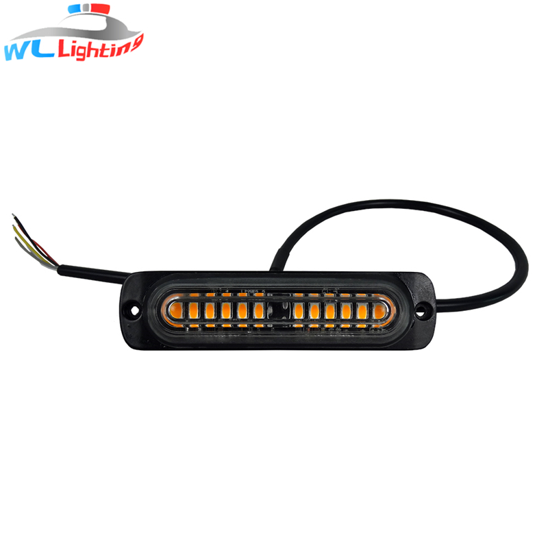 SMD 12V 24V 6W Pinta-asennus 12 LED Mini Strobe Warning Grill vilkkuva valo