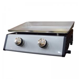 Kannettava ulkokäyttöinen valurauta-plancha-kaasugrilli 2 poltinta