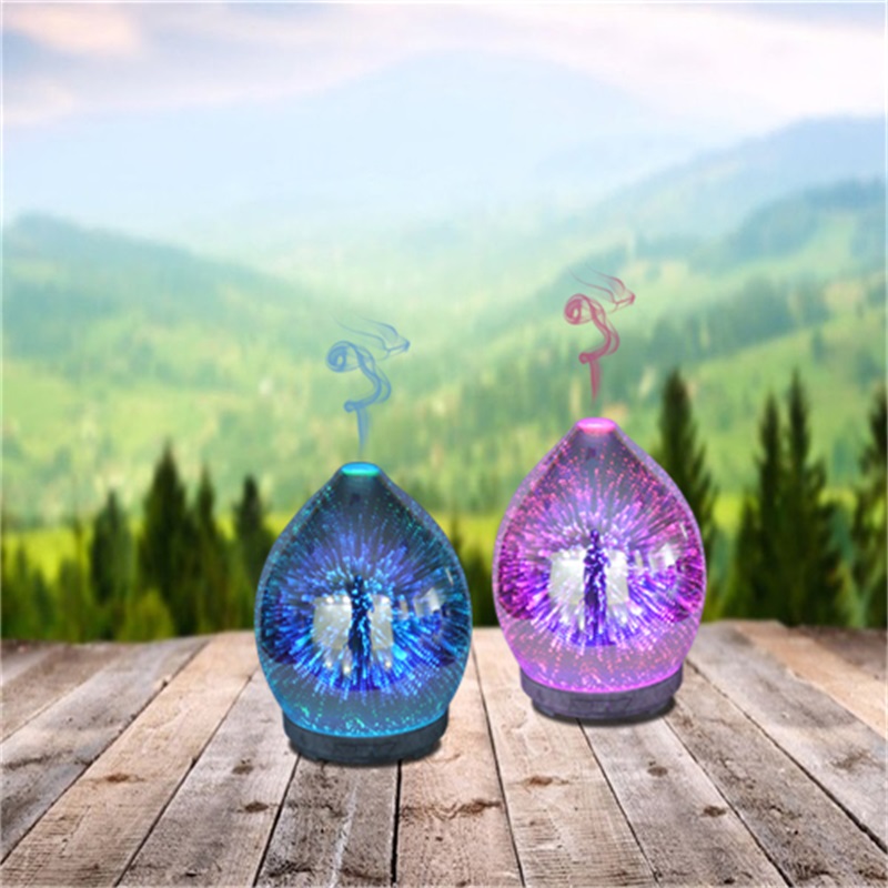 Rainbow kaunis 3D-lasi ilotulitus kotiin tuoksu kostutin aromi hajotin