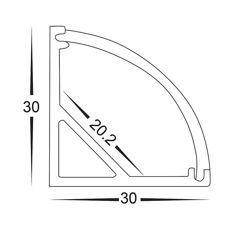 LED-valokulma Alumiininen LED-profiili 6063-T5 Alumiiniseos Alumiini Lineaarinen valo