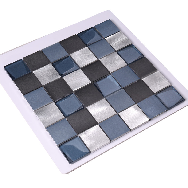 48 * 48 Neliö Sininen Alumiiniseos Lasi Halvat Backsplash-laatat Mosaic