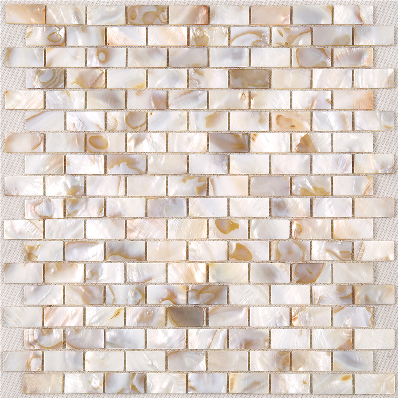 Sisustus Luonnonkeltainen Pearl-mosaiikkilaatta Backsplashille