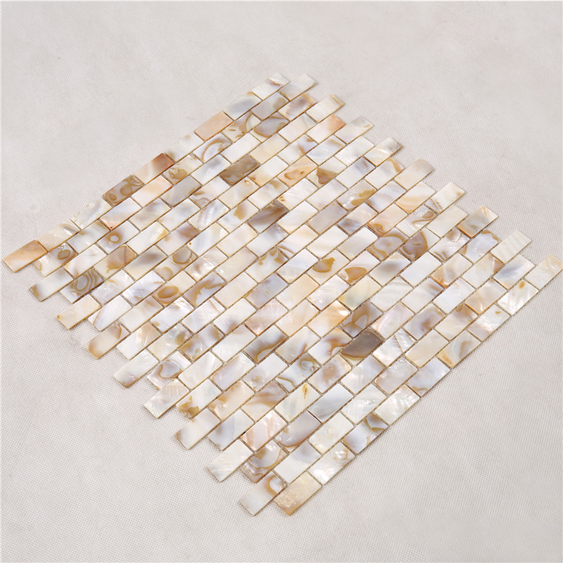 Sisustus Luonnonkeltainen Pearl-mosaiikkilaatta Backsplashille