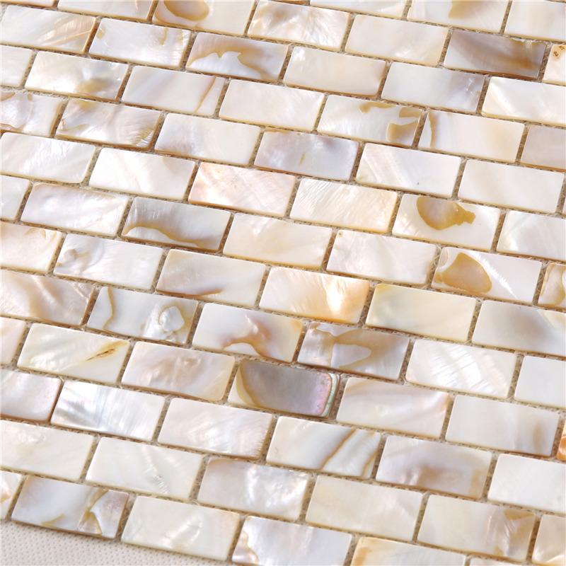 Sisustus Luonnonkeltainen Pearl-mosaiikkilaatta Backsplashille