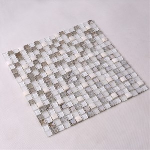 HK61 Valkoinen sekoitus harmaa Kiina Gradient-lasinen mosaiikkilaatat olohuoneeseen