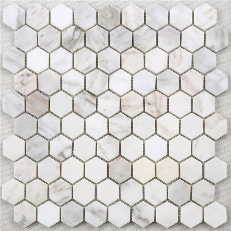 SDL40 valkoinen Carrara kuusikulmio marmori mosaiikki laatat Medallion kylpyhuone keittiö laatat