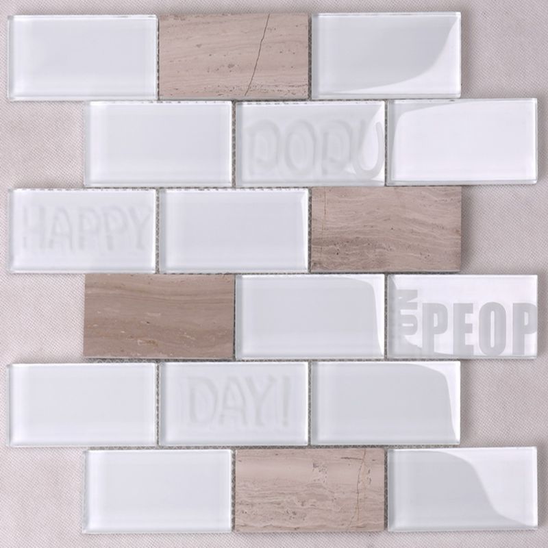 Yksinkertainen tyyli Beveled Square Kylpyhuone Valkoinen Subway Tile