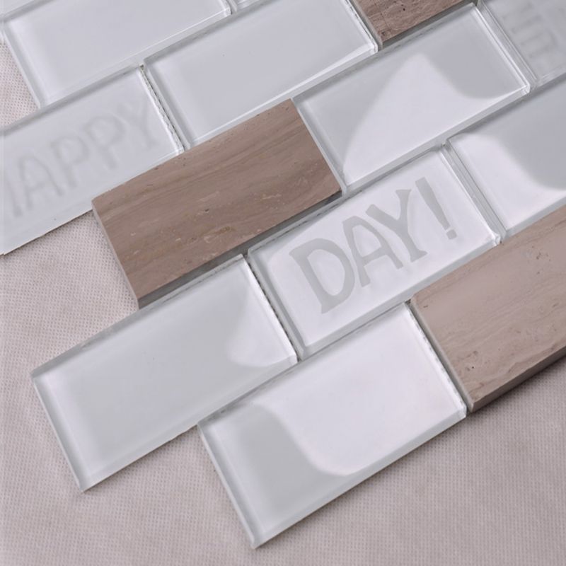 Yksinkertainen tyyli Beveled Square Kylpyhuone Valkoinen Subway Tile