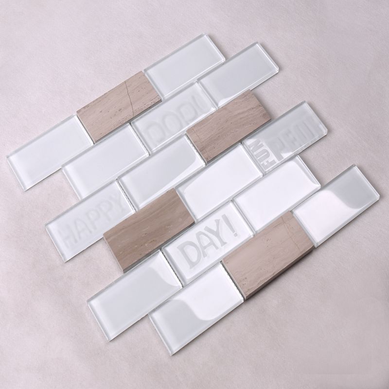 Yksinkertainen tyyli Beveled Square Kylpyhuone Valkoinen Subway Tile