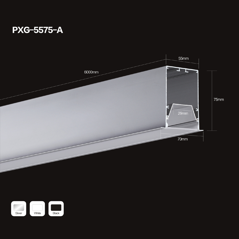 6063 alumiininen LED-nauha alumiiniprofiili, jossa on päätykansi