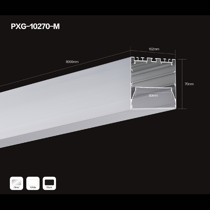LED-nauha-alumiinikanavan profiili, jossa on selkeä himmeä maitomainen hajotin