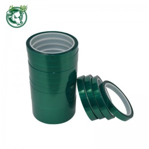 Korkean lämpötilan itseliimautuva PET-vihreä teippi silikoniliimalla 180 astetta lämmönsuojaukseen ja jauhe suihkepestävyyteen