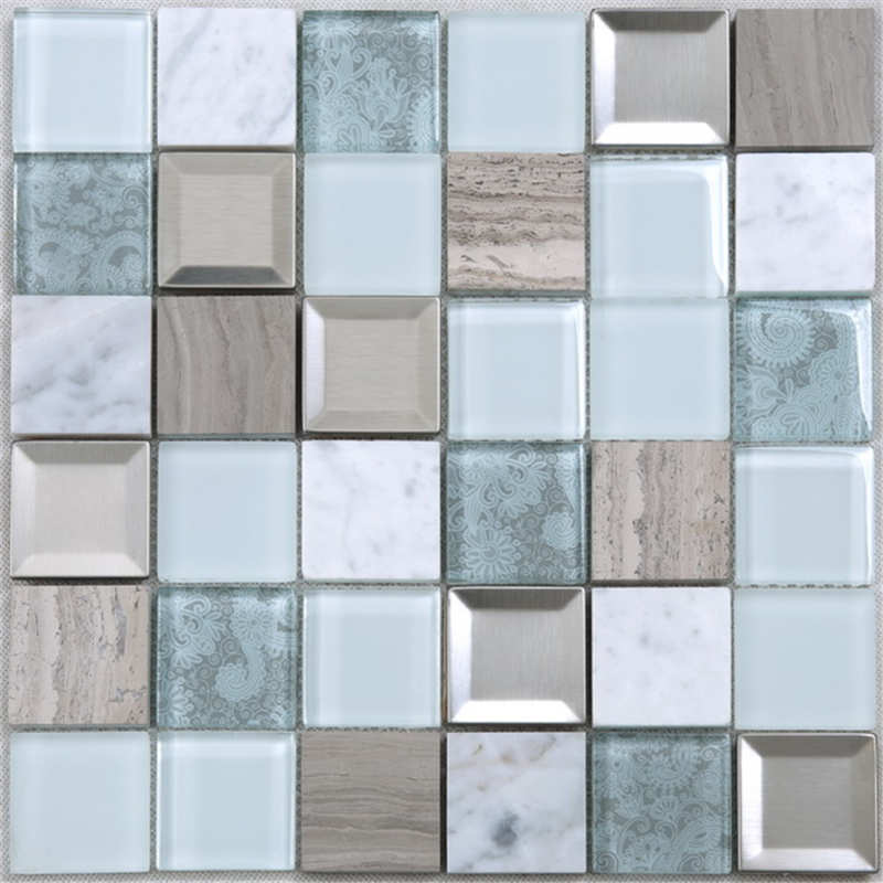 Laadukas kukka kuvio Seashell lasi sekoita ruostumatonta terästä metalli Backsplash purppura Mosaic Hotel kylpyhuone laatta