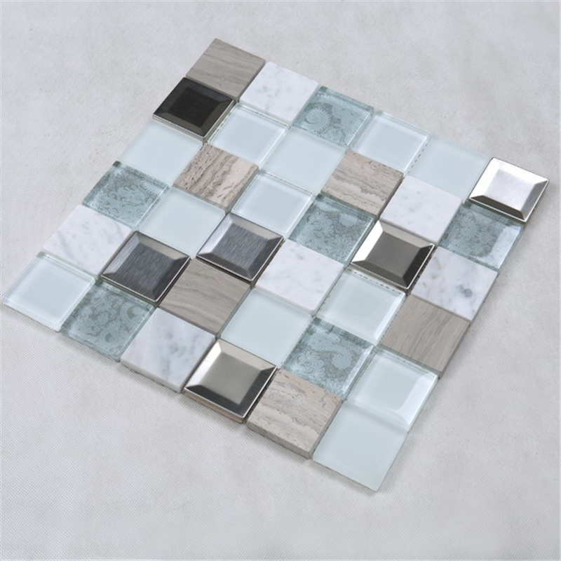 Laadukas kukka kuvio Seashell lasi sekoita ruostumatonta terästä metalli Backsplash purppura Mosaic Hotel kylpyhuone laatta