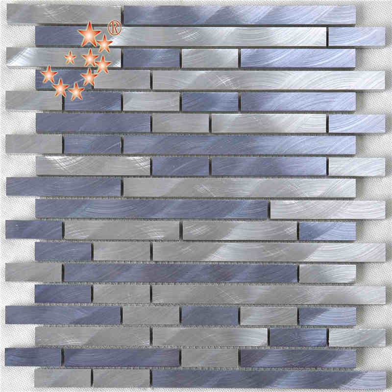 Sekoitettu väri Silver Purple Strip Aluminium Metal Mosaic Wall laatta keittiö Splashback