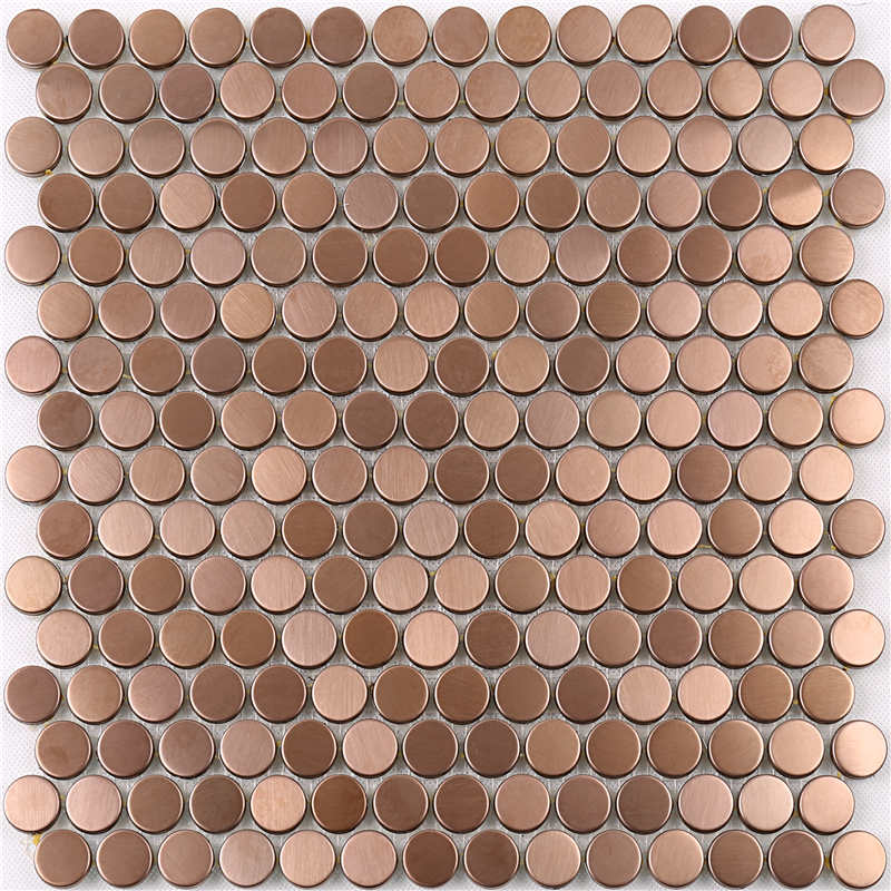 Rose Gold Copper Metal Penny Round Mosaic Tile Keittiö Backsplash Hotel Living Room Walls Lanka Tile Hinta