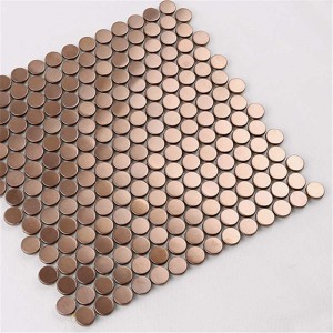 Rose Gold Copper Metal Penny Round Mosaic Tile Keittiö Backsplash Hotel Living Room Walls Lanka Tile Hinta