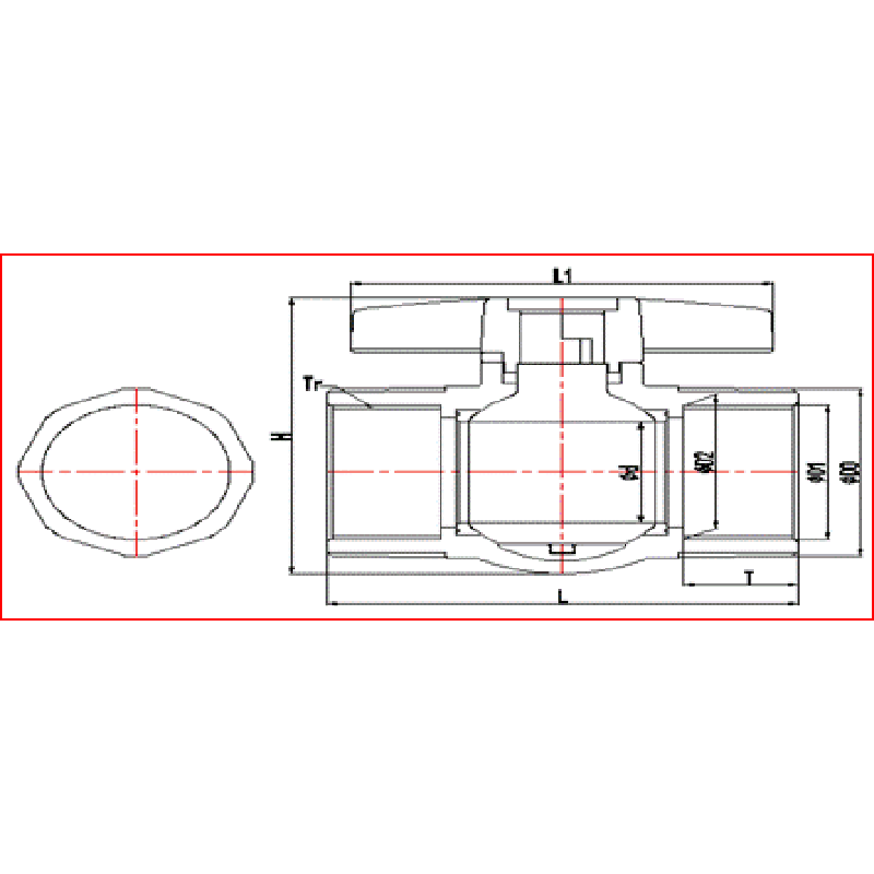 upvc-rei'itetty palloventtiili