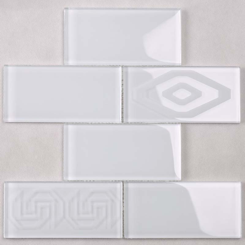 Kylpyhuone Super White Crystal Glass Mosaic Brick Tile Pohjois-Amerikka Uusin muotoilu
