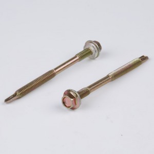 Itse porausruuvi, jossa on muovinen aluslevy, kaksoiskierre, keltainen galvanoitu, kuusio