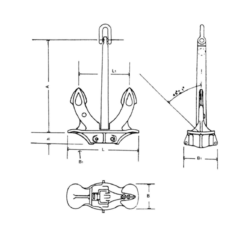 Laadukkaat meriliittimet Laiva Stockless Hall Anchor