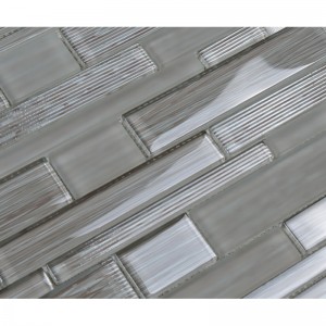Crystal Glass Random Mixed Strip Mosaic Takaisin Splash Tile Grey