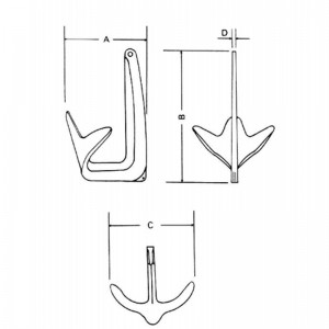 Galvanoitu Bruce-ankkuri veneeseen