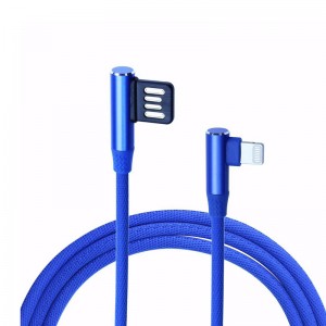 KPS-6402CB Kaksipuolinen USB 90 asteen kangas Braid USB-kaapeli