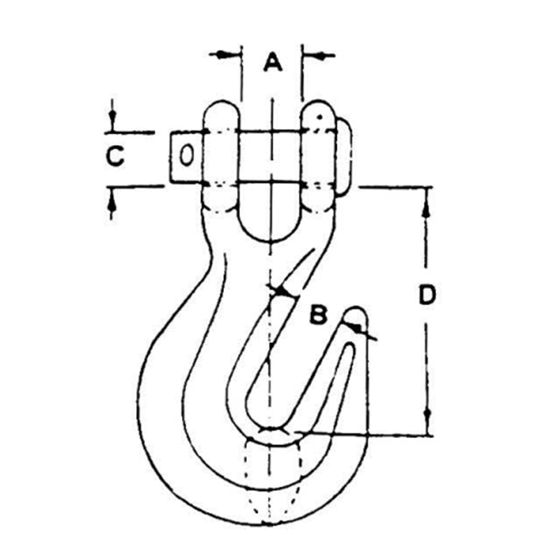 USA: n tyyppinen taottu keltainen sinkki G80 Clevis Grab Hook