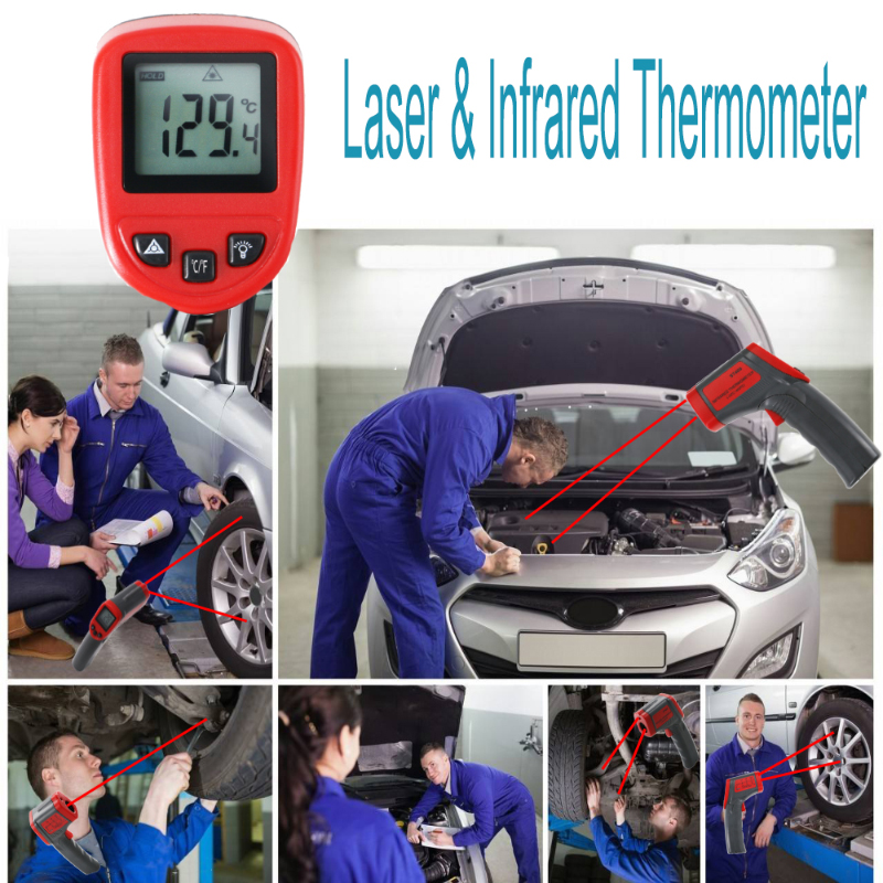 Laser-LCD-digitaalinen IR-infrapuna-lämpömittarin mittapistopisteen käyttölämpötila 0-50 asteen teollinen kosketuslämpömittari