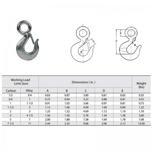 320A Eye Hoist -koukku, jossa on salpa