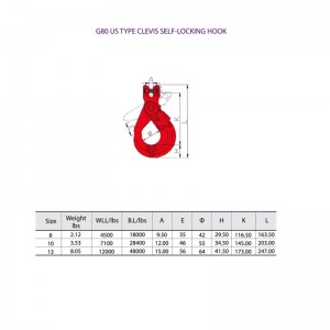 G80 Clevis Sling -koukku lukolla