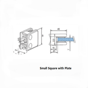 Ruostumattomasta teräksestä valmistettu neliön tyyppi, jossa on lasilasi