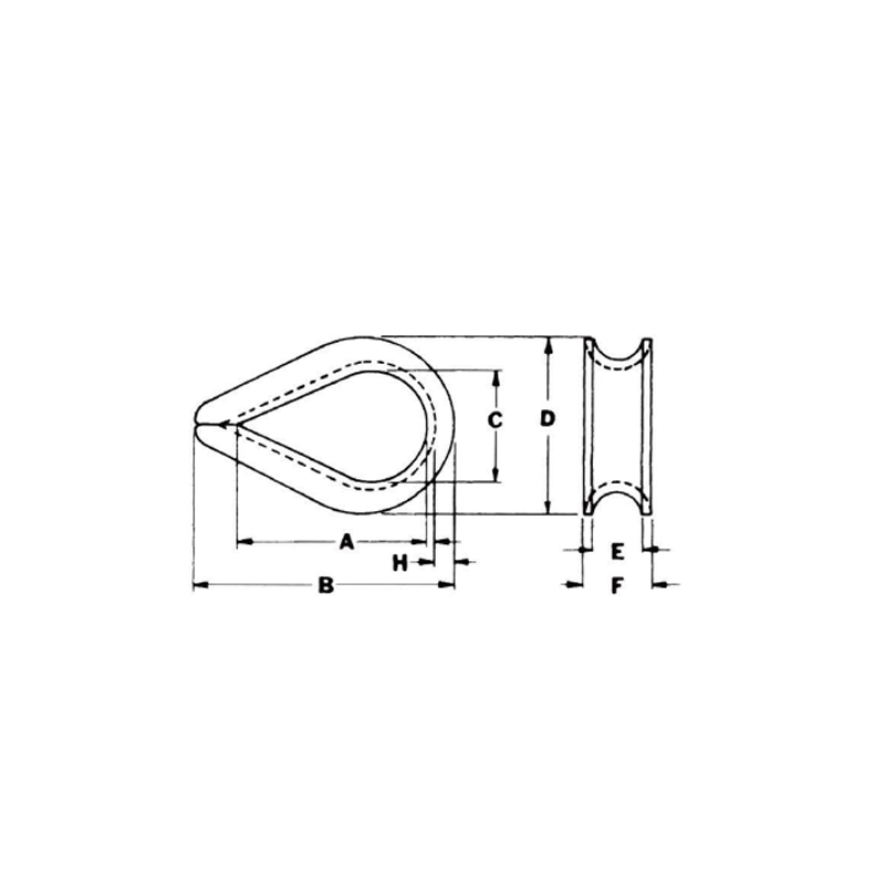US-tyypin standardi G-411 Light Wuty Wire Rope Thimble
