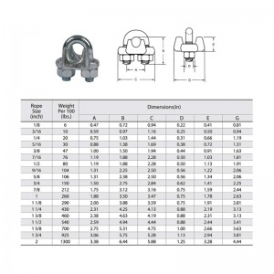US-tyyppi G-450 Drop Forged Wire Rope Clip Kuuma Dip Galv.