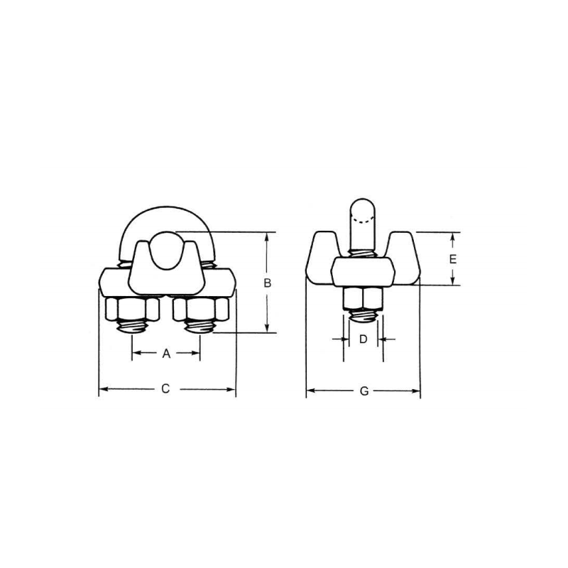US-tyyppi G-450 Drop Forged Wire Rope Clip Kuuma Dip Galv.