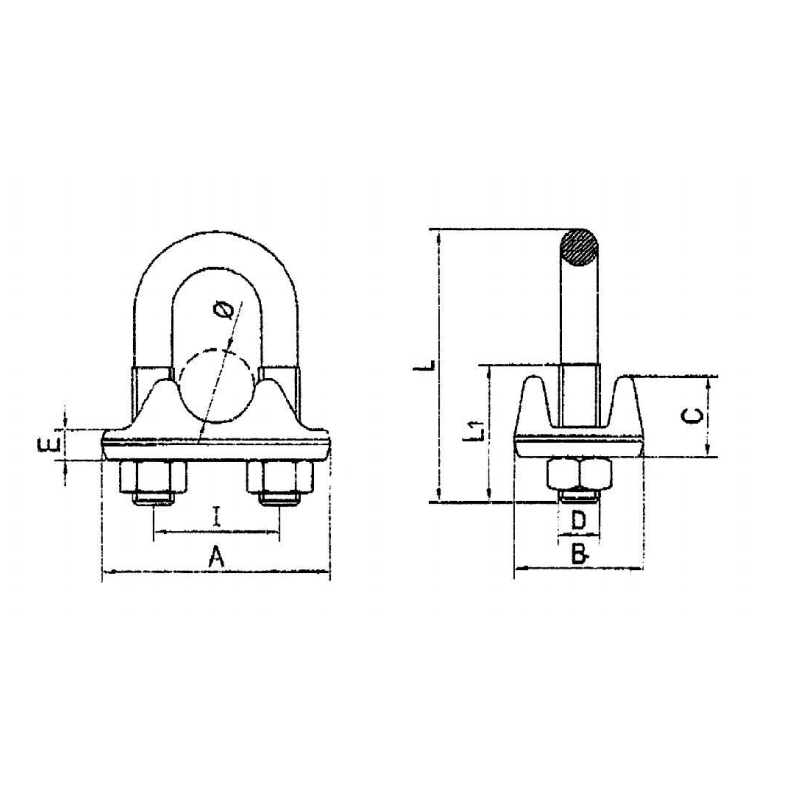 Italia Tyyppi Drop Forged Wire Rope Clip