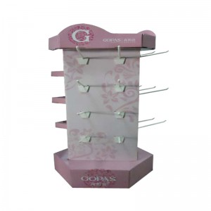 Myyntipisteen mukautettu pahvipöydän koukun näyttöjalusta