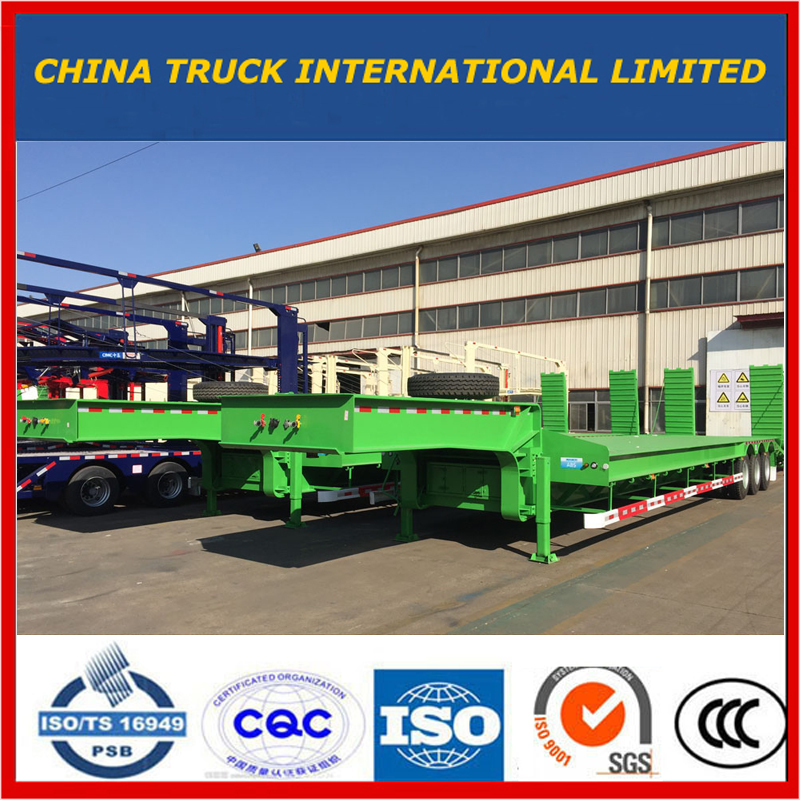 Vihreä 3-akselinen kaivinkoneen kuljetus Gooseneck Lowboy Low Bed Lowbed Semi Trailer