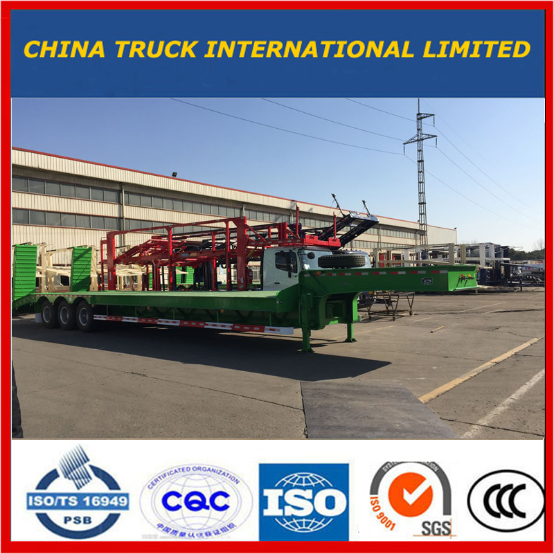 Vihreä 3-akselinen kaivinkoneen kuljetus Gooseneck Lowboy Low Bed Lowbed Semi Trailer