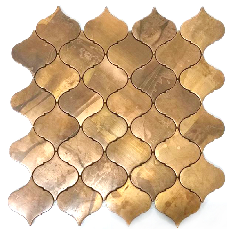 Metalliseinät laatat Backsplash Lyhty laatta Antiikki Messinki Kupari Mosaiikki laatta