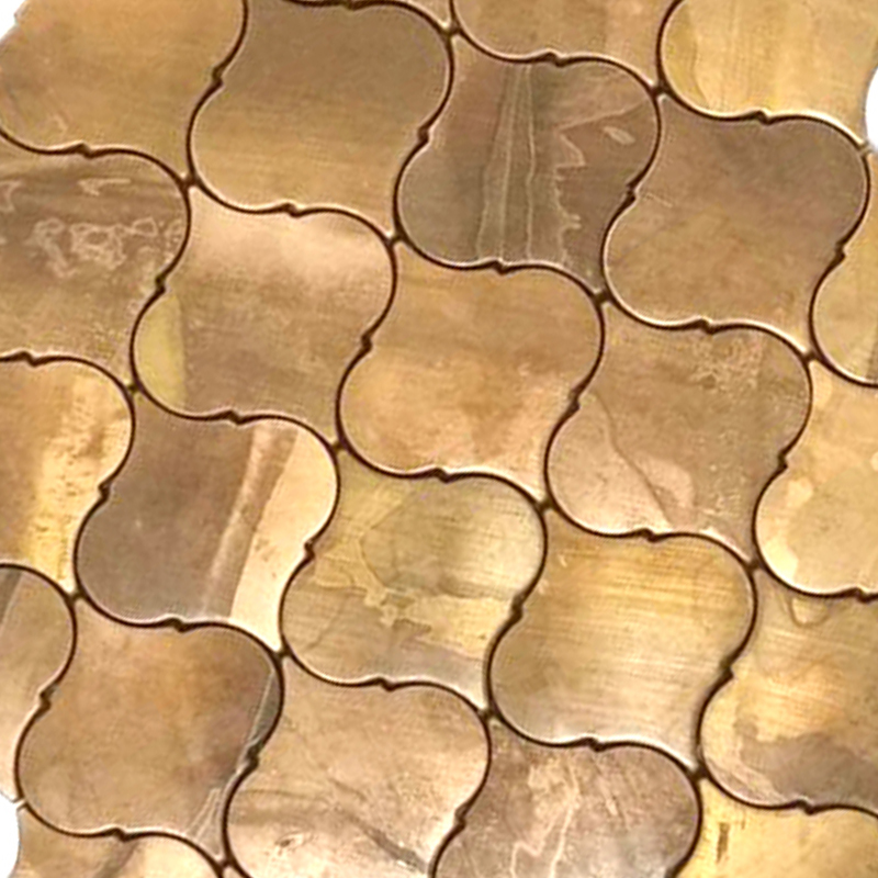 Metalliseinät laatat Backsplash Lyhty laatta Antiikki Messinki Kupari Mosaiikki laatta