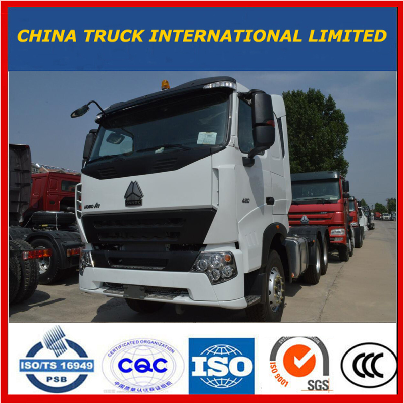 Sinotruk HOWO A7 6 * 4 10 pyörät 420HP Diesel raskas perävaunun pää / kuormaimen pää / traktorin hinauspää