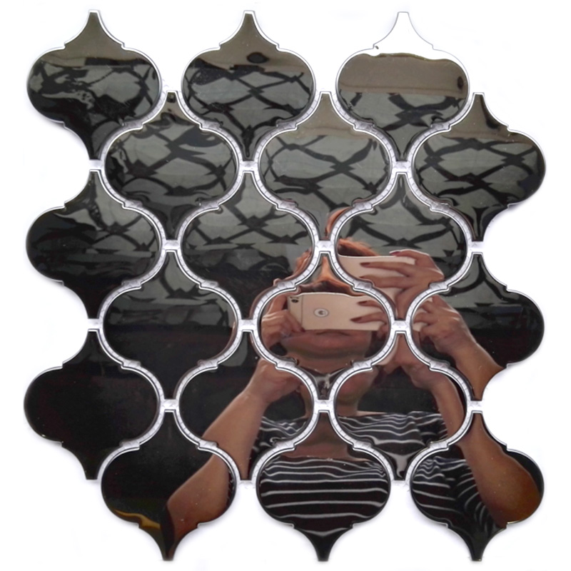 Uusi muotoilu, ruostumattomasta teräksestä valmistettu lyhyt muotoinen mosaiikkilaatta keittiön Backsplash-ruudulle