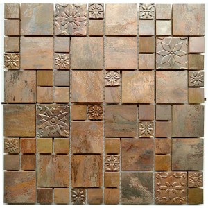 Ylellinen tyyli kupari Backsplash Mosaic laatta kylpyhuone ja koriste kupari Piastrelle Bagno Con Fiori laatat