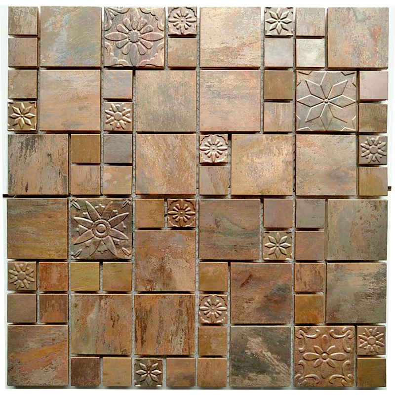Ylellinen tyyli kupari Backsplash Mosaic laatta kylpyhuone ja koriste kupari Piastrelle Bagno Con Fiori laatat