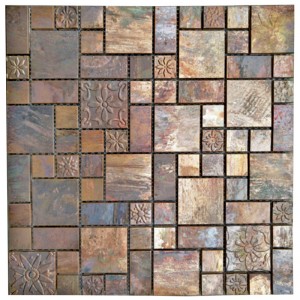 Ylellinen tyyli kupari Backsplash Mosaic laatta kylpyhuone ja koriste kupari Piastrelle Bagno Con Fiori laatat