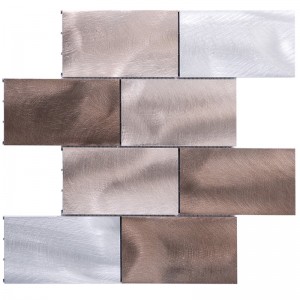 Koti koristeellinen metro kuvio harjattua metallia alumiinia seinä backsplash mosaiikki laatta kylpyhuone