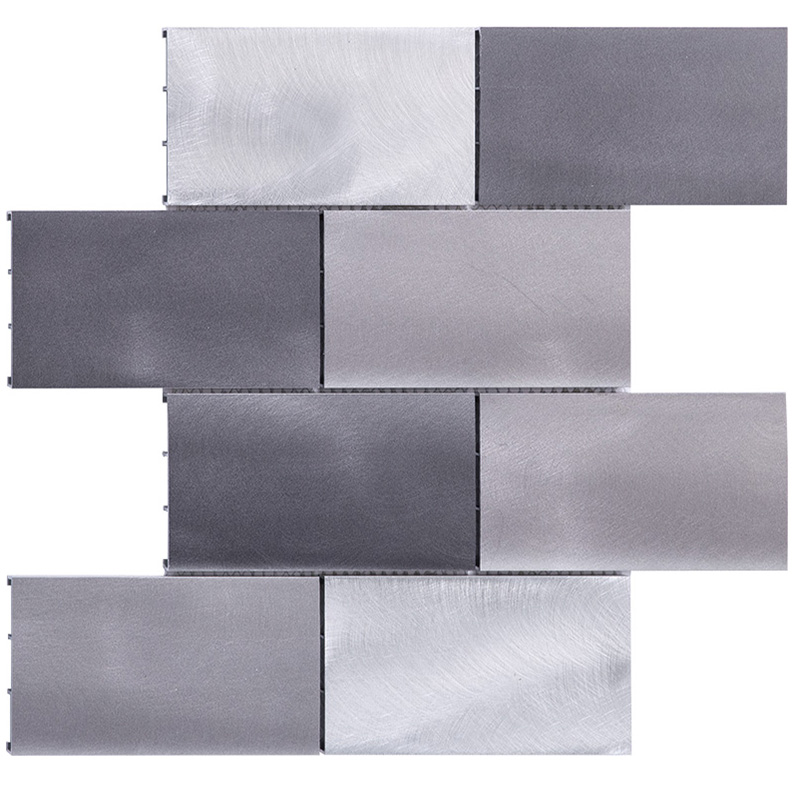 Koti koristeellinen metro kuvio harjattua metallia alumiinia seinä backsplash mosaiikki laatta kylpyhuone