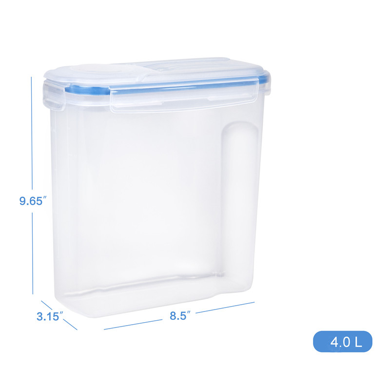 100% vuotamaton tiiviste kansi Muovi BPA-ilmainen vilja- ja kuivaruokien säilytysastia viljajauhossokeriin kahvisetti, 2 kpl x 4,0 L